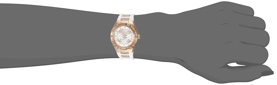 Guess Luna Diamonds White Dial White Rubber Strap Watch for Women - W0653L4