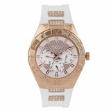 Guess Luna Diamonds White Dial White Rubber Strap Watch for Women - W0653L4
