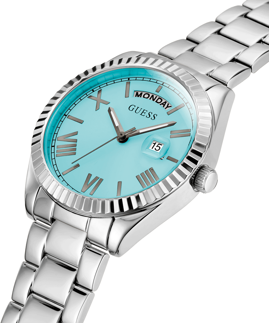 Guess Luna Quartz Blue Dial Silver Steel Strap Watch For Women - GW0308L4
