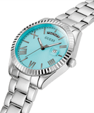Guess Luna Quartz Blue Dial Silver Steel Strap Watch For Women - GW0308L4