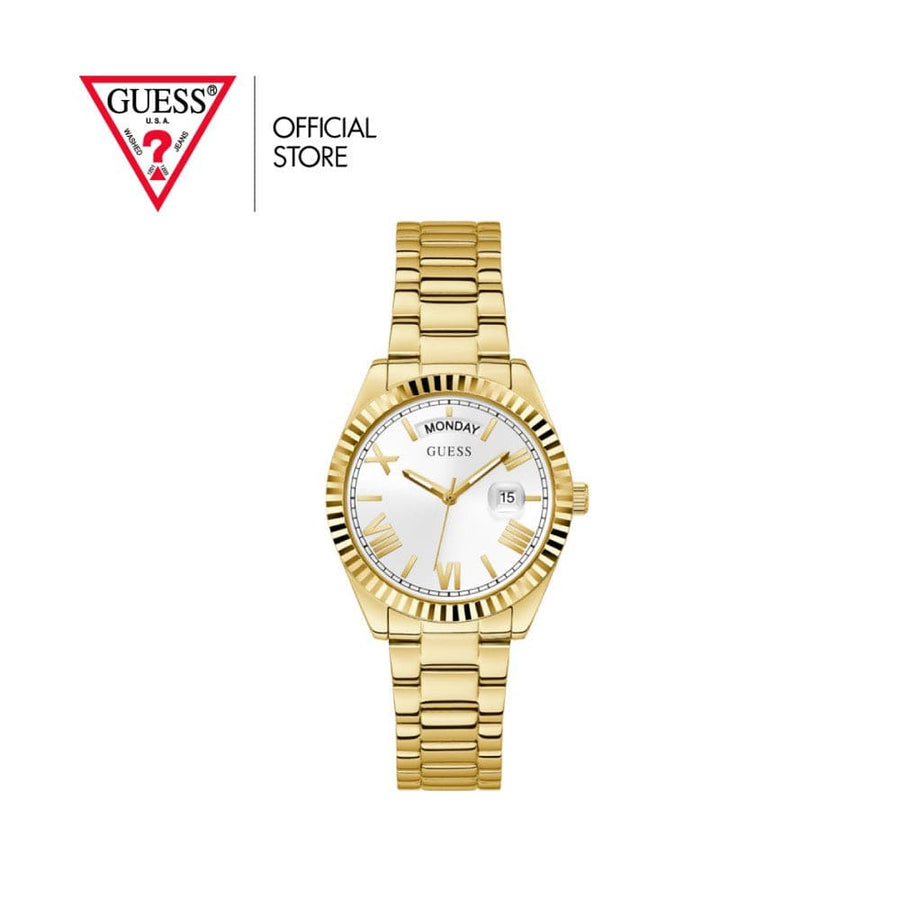Guess Luna White Dial Gold Steel Strap Watch for Women - GW0308L2