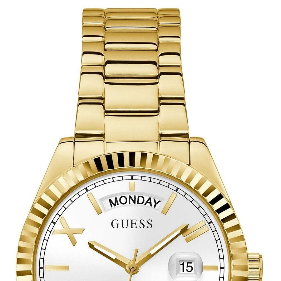 Guess Luna White Dial Gold Steel Strap Watch for Women - GW0308L2