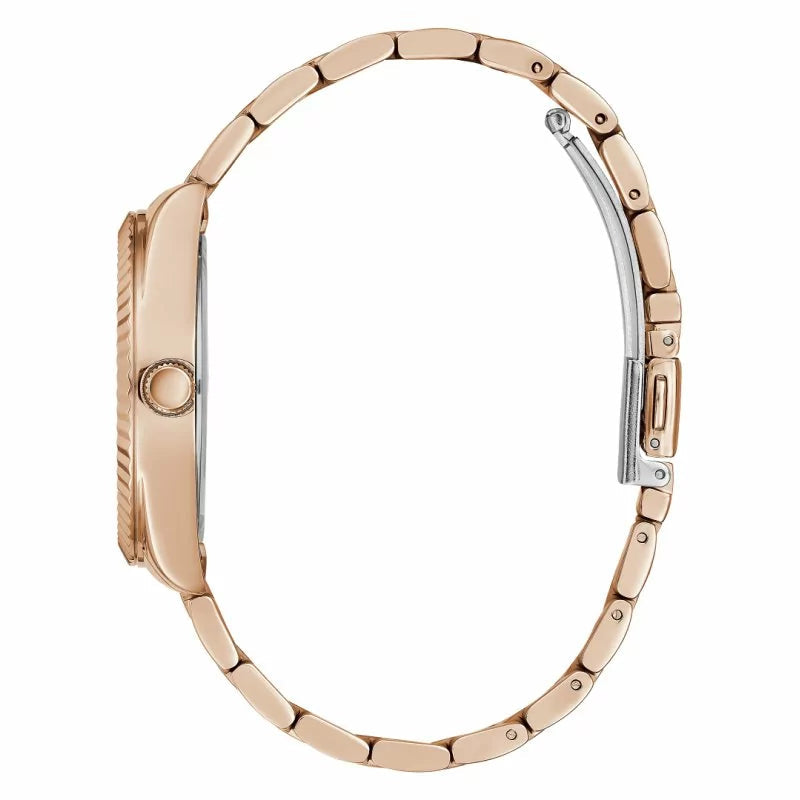 Guess Luna White Dial Rose Gold Steel Strap Watch for Women - GW0308L3