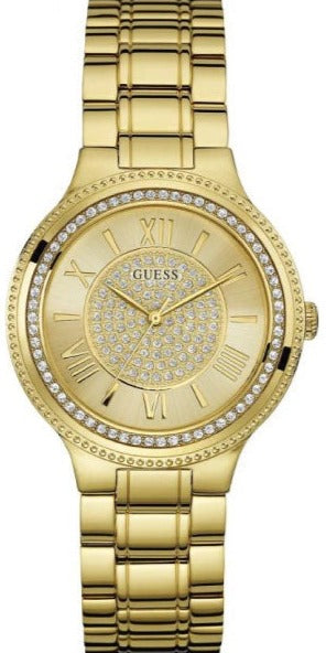 Guess Madison Diamonds Gold Dial Gold Steel Strap Watch for Women - W0637L2
