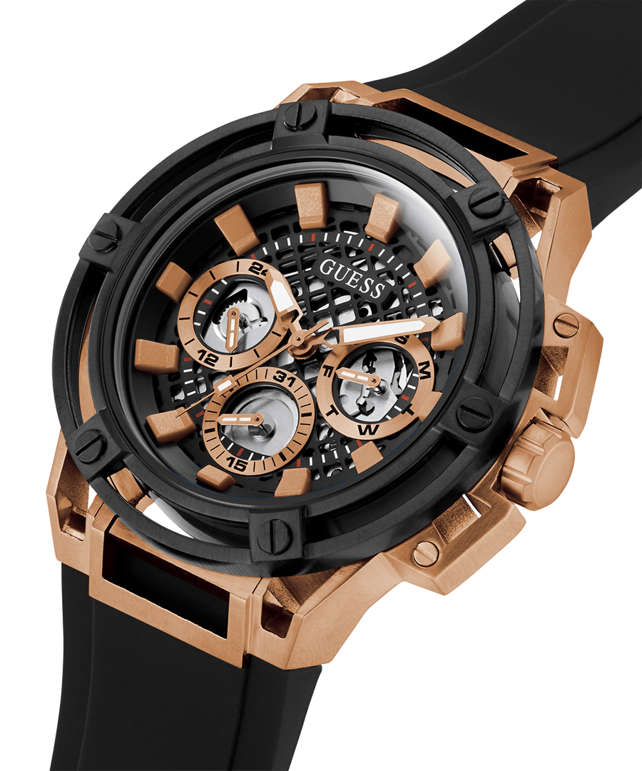 Guess Matrix Multifunction Black Dial Black Rubber Strap Watch For Men - GW0423G5