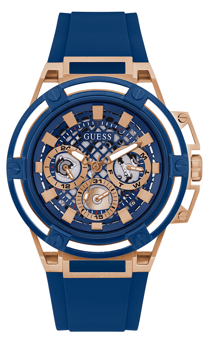Guess Matrix Multifunction Blue Dial Blue Rubber Strap Watch for Men - GW0423G4