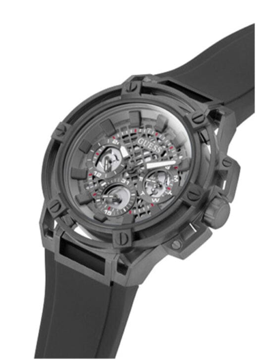 Guess Matrix Multifunction Grey Dial Grey Rubber Strap Watch for Men - GW0423G3