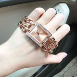 Guess Mod Heavy Metal Diamonds Rose Gold Dial Rose Gold Steel Strap Watch for Women - W0072L3