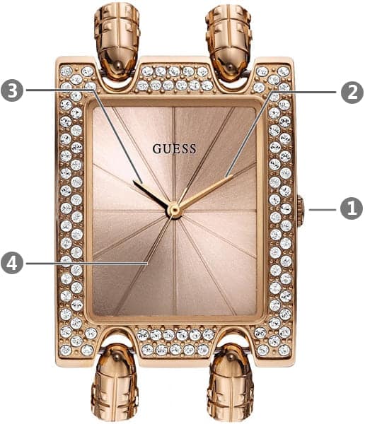 Guess Mod Heavy Metal Diamonds Rose Gold Dial Rose Gold Steel Strap Watch for Women - W0072L3