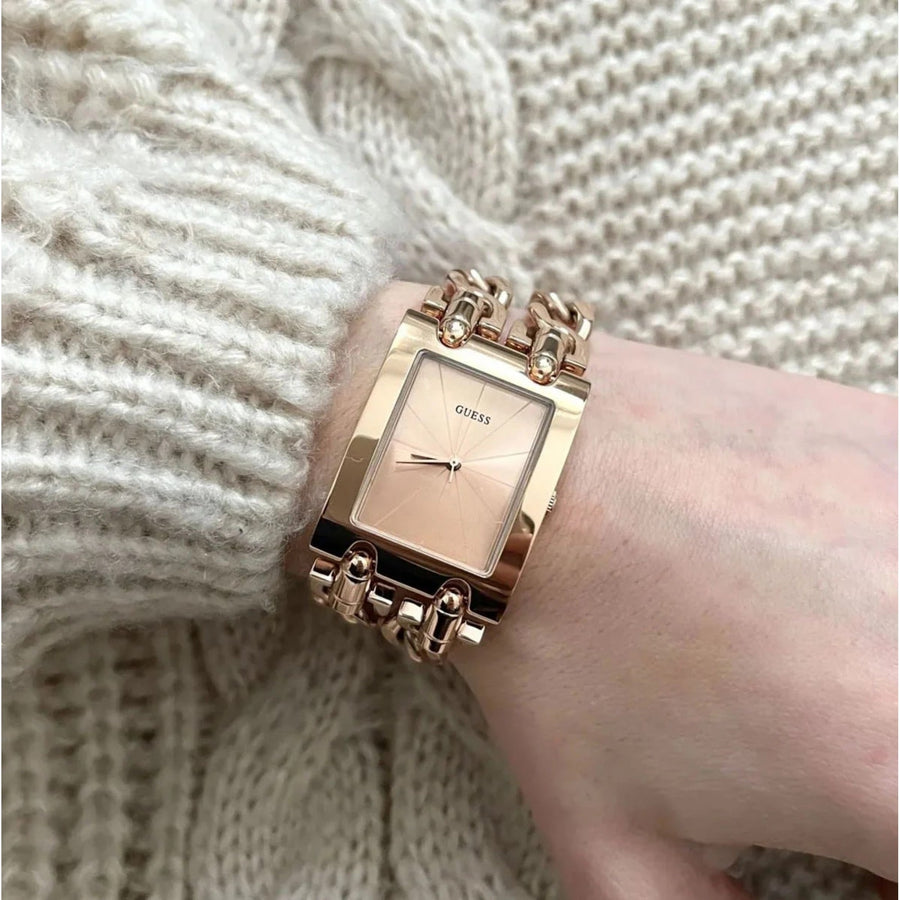 Guess Mod Heavy Metal Rose Gold Dial Rose Gold Steel Strap Watch For Women - W1117L3