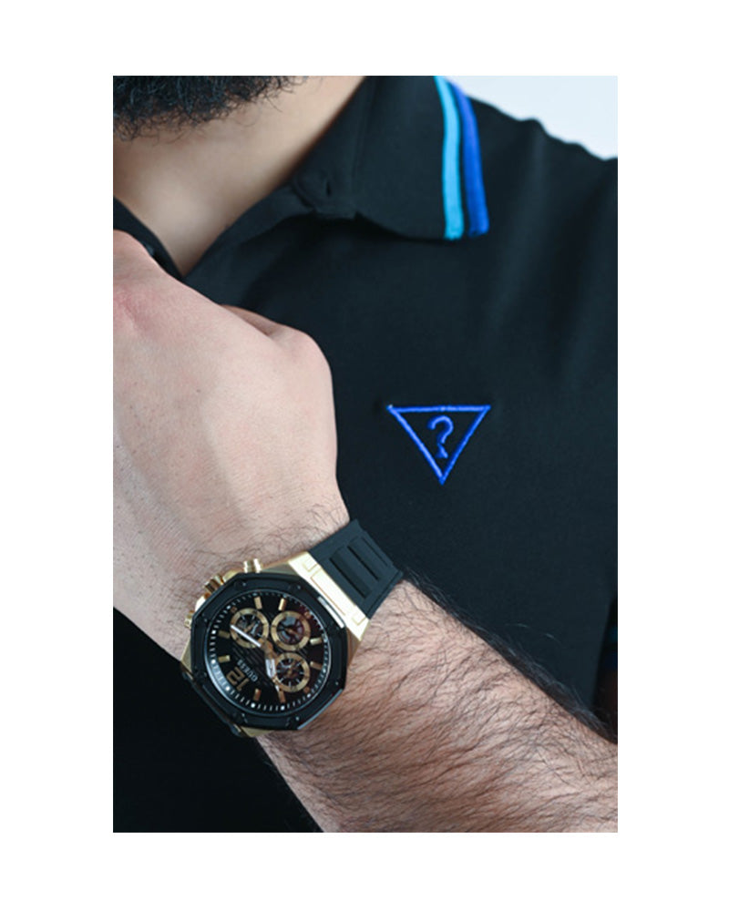Guess Momentum Black Dial Black Rubber Strap Watch for Men - GW0263G1
