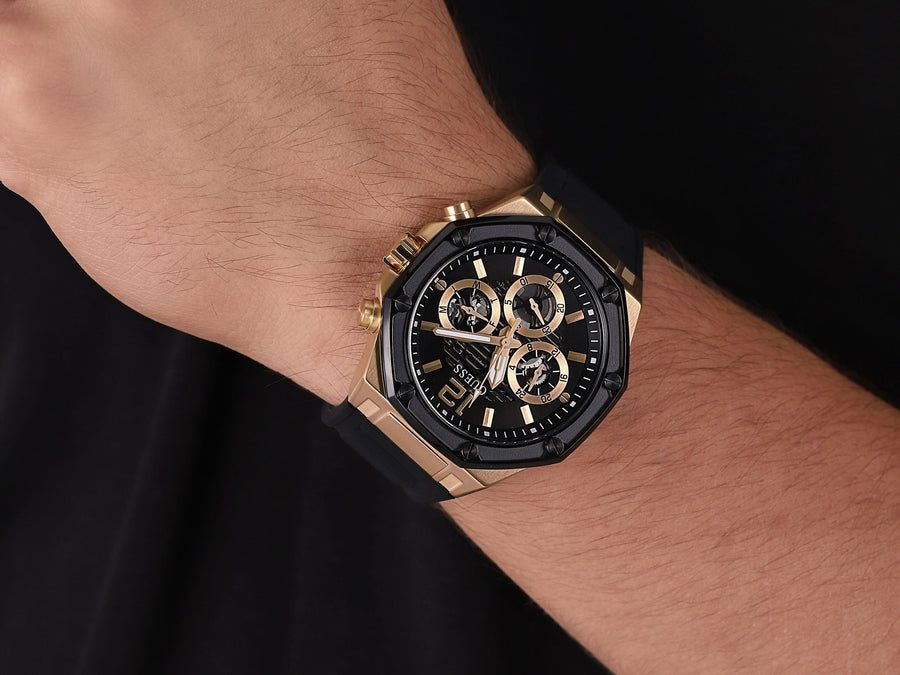 Guess Momentum Black Dial Black Rubber Strap Watch for Men - GW0263G1