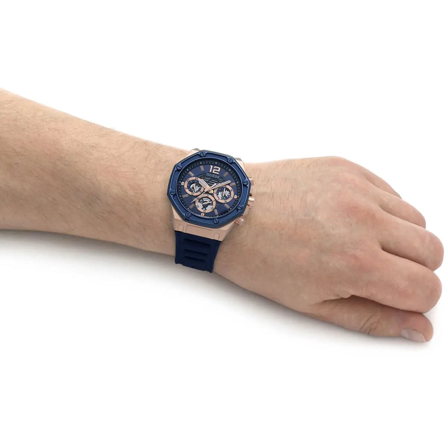 Guess Momentum Chronograph Blue Dial Blue Rubber Strap Watch for Men - GW0263G2