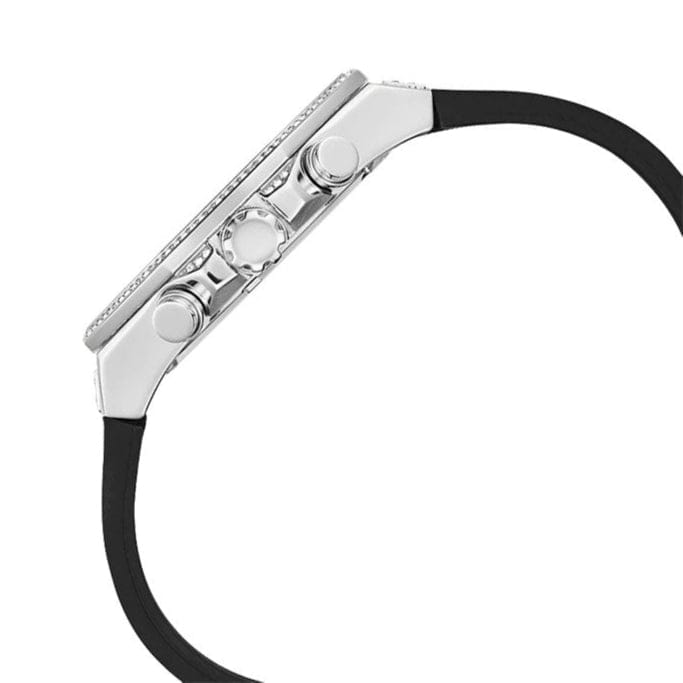 Guess Momentum Chronograph Crystals Black Dial Black Silicone Strap Watch For Men - GW0518G1
