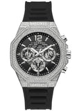 Guess Momentum Chronograph Crystals Black Dial Black Silicone Strap Watch For Men - GW0518G1