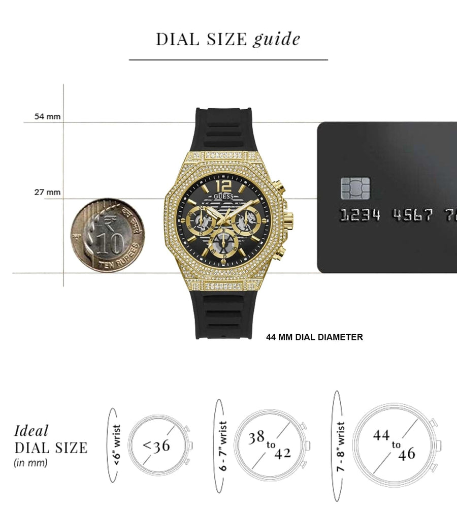 Guess Momentum Chronograph Diamonds Black Dial Black Silicone Strap Watch For Men - GW0518G2