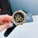 Guess Momentum Chronograph Diamonds Black Dial Black Silicone Strap Watch For Men - GW0518G2