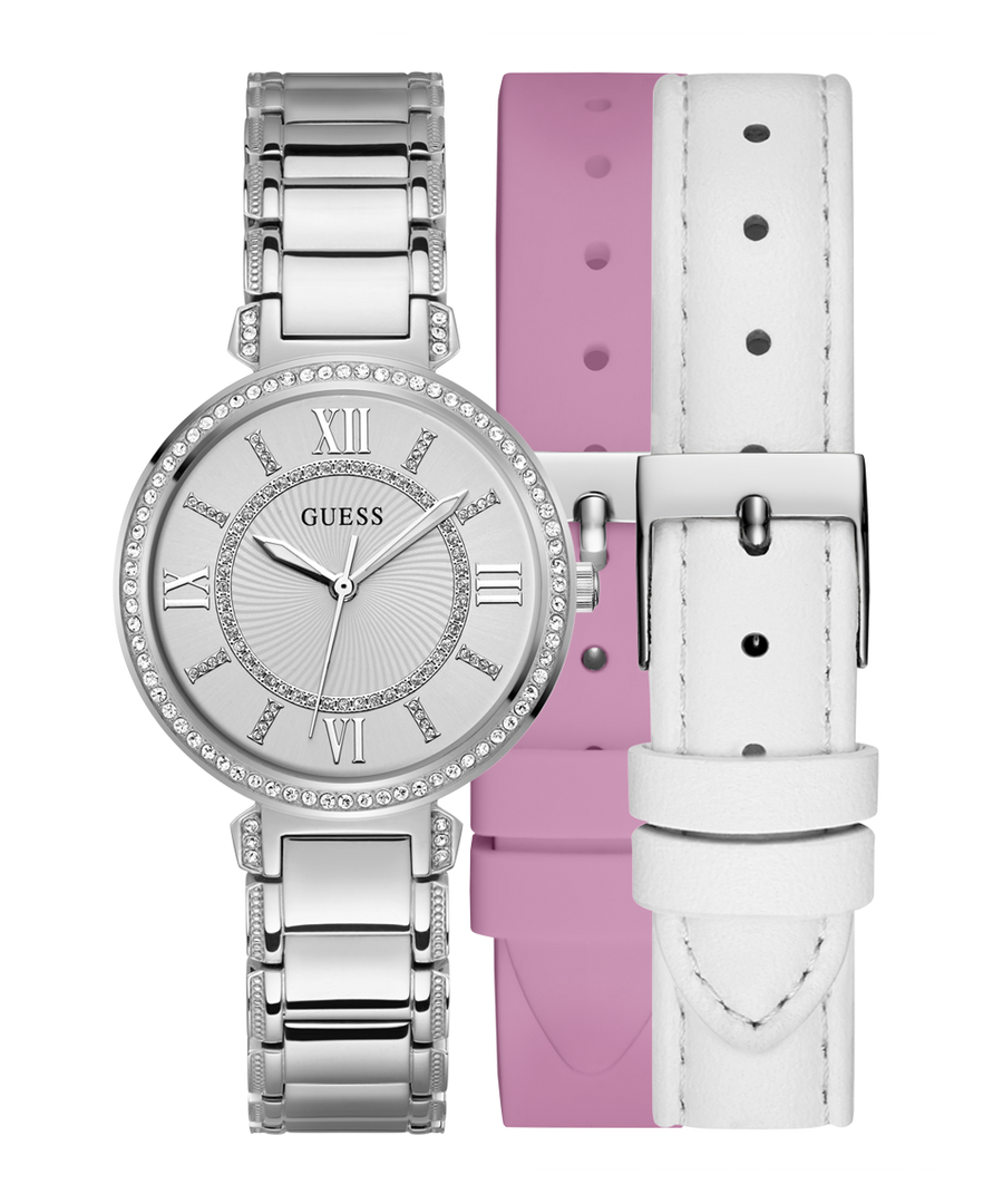 Guess Montage Quartz Silver Dial Silver Steel Strap Watch For Women - GW0588L2