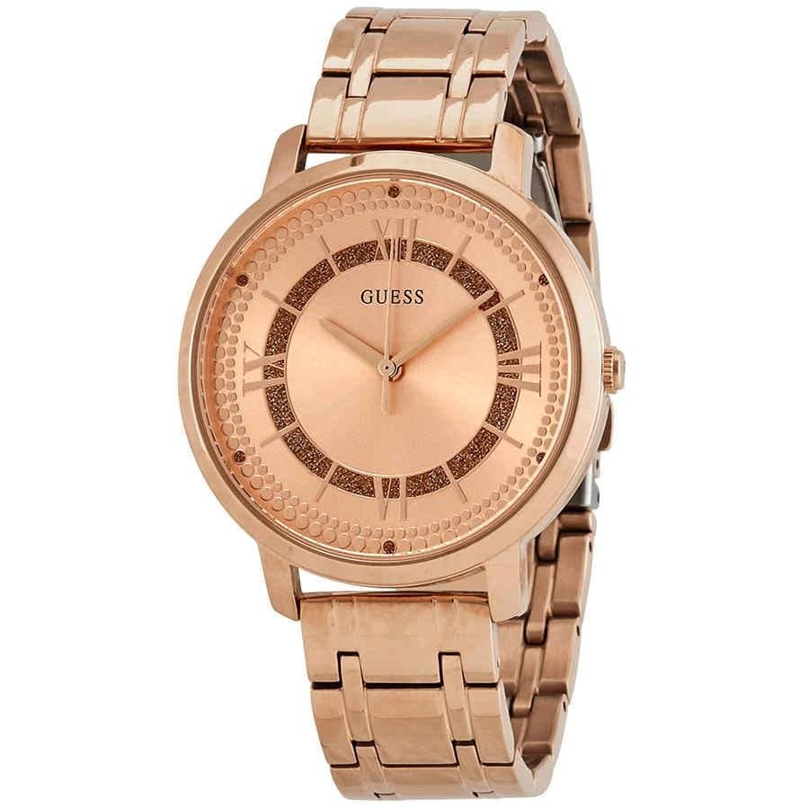Guess Montauk Rose Gold Dial Rose Gold Steel Strap Watch For Women - W0933L3