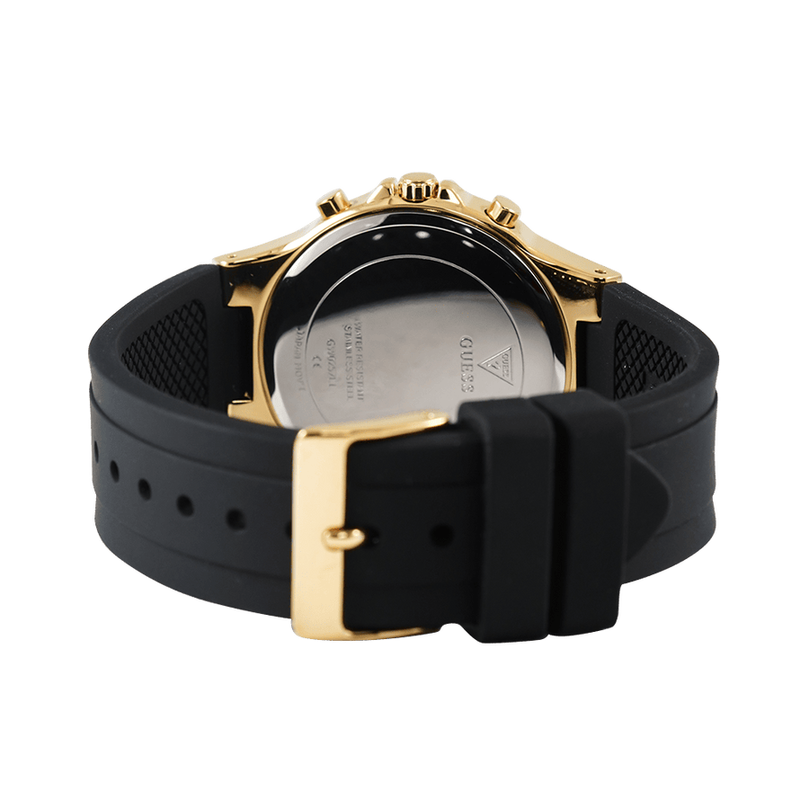 Guess Moonlight Crystals Silver Dial Black Silicone Strap Watch For Women - GW0257L1