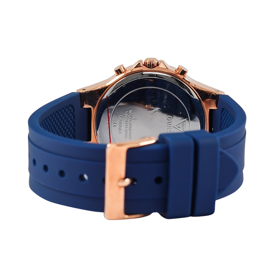 Guess Moonlight Diamonds White Dial Blue Rubber Strap Watch for Women - GW0257L3