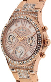Guess Moonlight Multi Function Diamonds White Dial Rose Gold Steel Strap Watch for Women - GW0320L3