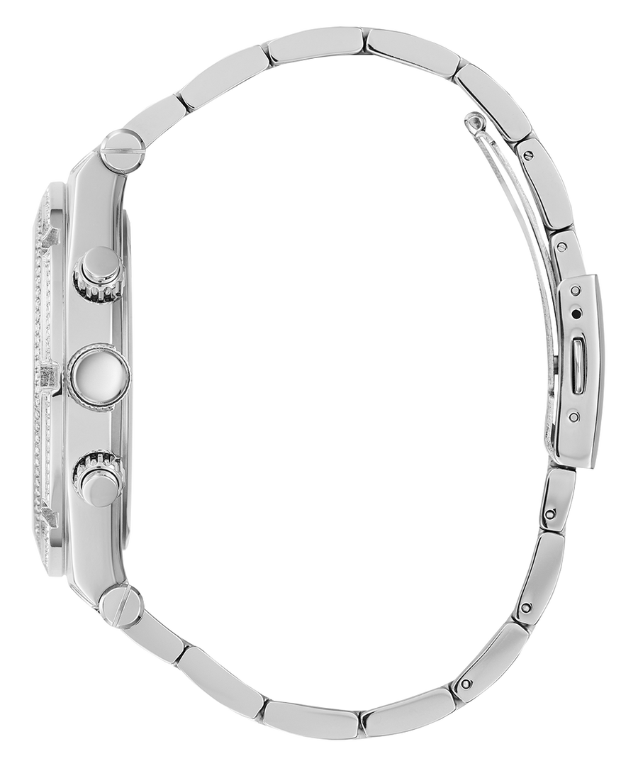 Guess Multi Function Diamonds Silver Dial Silver Steel Strap Watch For Men - GW0455G1