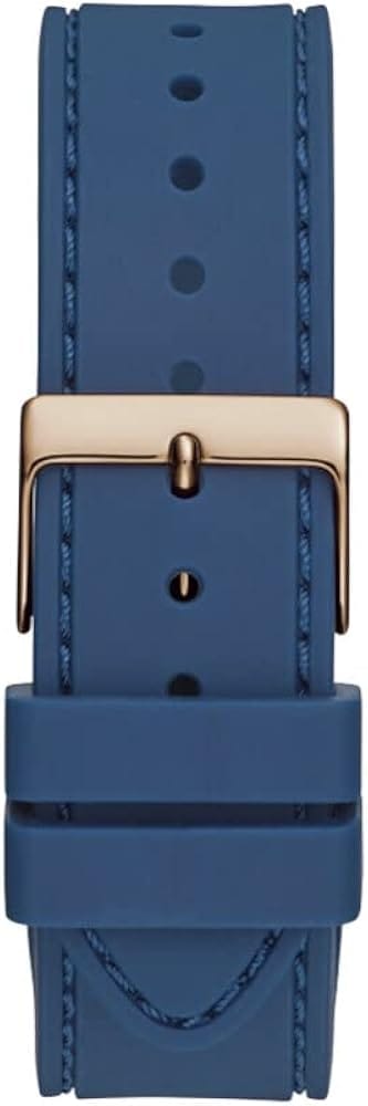 Guess Multifunction Crystals Rose Gold Dial Blue Rubber Strap Watch For Women - GW0439L4
