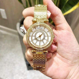 Guess Muse Crystals White Dial Rose Gold Steel Strap Watch For Women - W1008L2