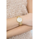 Guess Muse Crystals White Dial Rose Gold Steel Strap Watch For Women - W1008L2