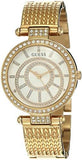 Guess Muse Crystals White Dial Rose Gold Steel Strap Watch For Women - W1008L2