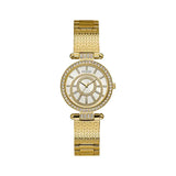 Guess Muse Crystals White Dial Rose Gold Steel Strap Watch For Women - W1008L2