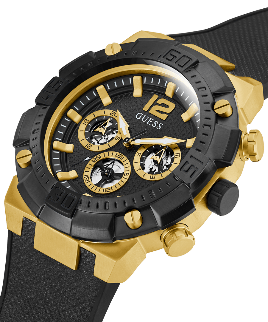 Guess Navigator Chronograph Black Dial Black Rubber Strap Watch for Men - GW0264G3