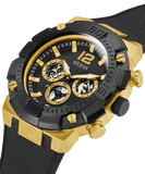 Guess Navigator Chronograph Black Dial Black Rubber Strap Watch for Men - GW0264G3