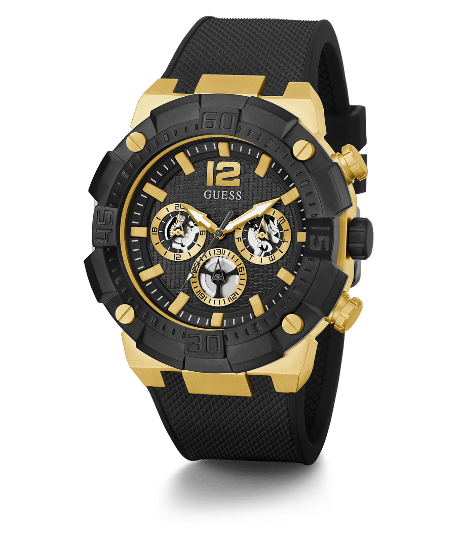 Guess Navigator Chronograph Black Dial Black Rubber Strap Watch for Men - GW0264G3