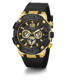 Guess Navigator Chronograph Black Dial Black Rubber Strap Watch for Men - GW0264G3