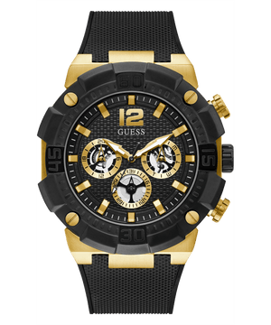 Guess Navigator Chronograph Black Dial Black Rubber Strap Watch for Men - GW0264G3