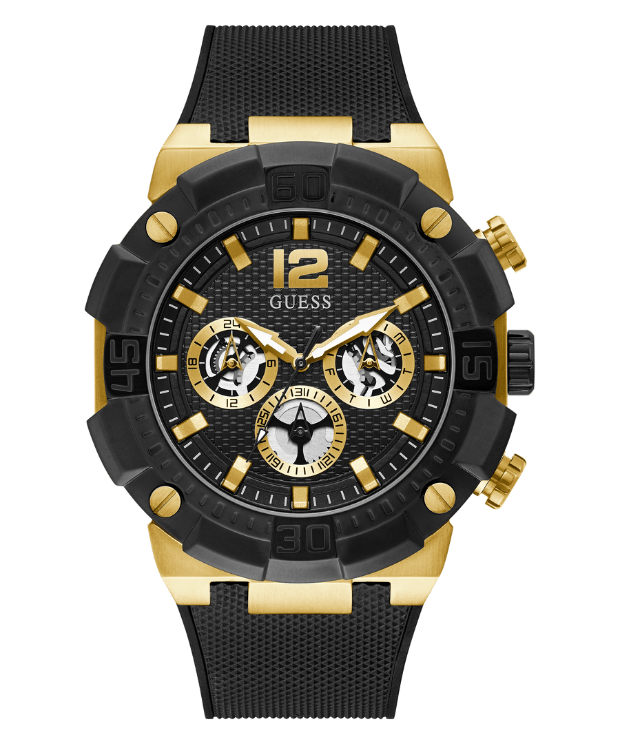 Guess Navigator Chronograph Black Dial Black Rubber Strap Watch for Men - GW0264G3