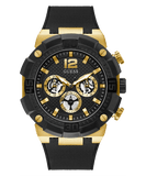 Guess Navigator Chronograph Black Dial Black Rubber Strap Watch for Men - GW0264G3