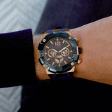 Guess Navigator Chronograph Blue Dial Blue Rubber Strap Watch for Men - GW0264G4