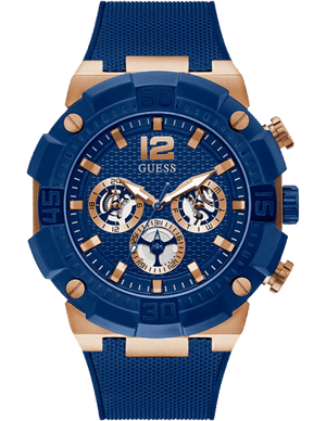Guess Navigator Chronograph Blue Dial Blue Rubber Strap Watch for Men - GW0264G4