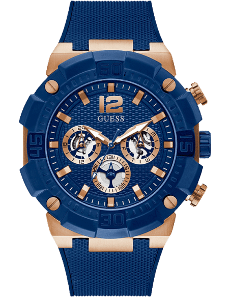 Guess Navigator Chronograph Blue Dial Blue Rubber Strap Watch for Men - GW0264G4