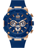 Guess Navigator Chronograph Blue Dial Blue Rubber Strap Watch for Men - GW0264G4