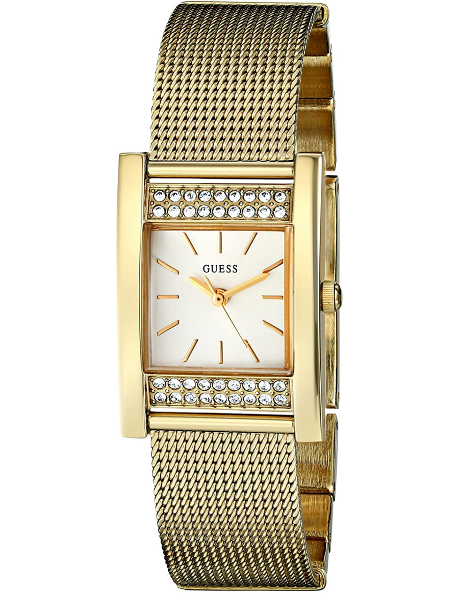 Guess Nouveau Diamonds Gold Dial Gold Mesh Bracelet Watch for Women - W0127L2