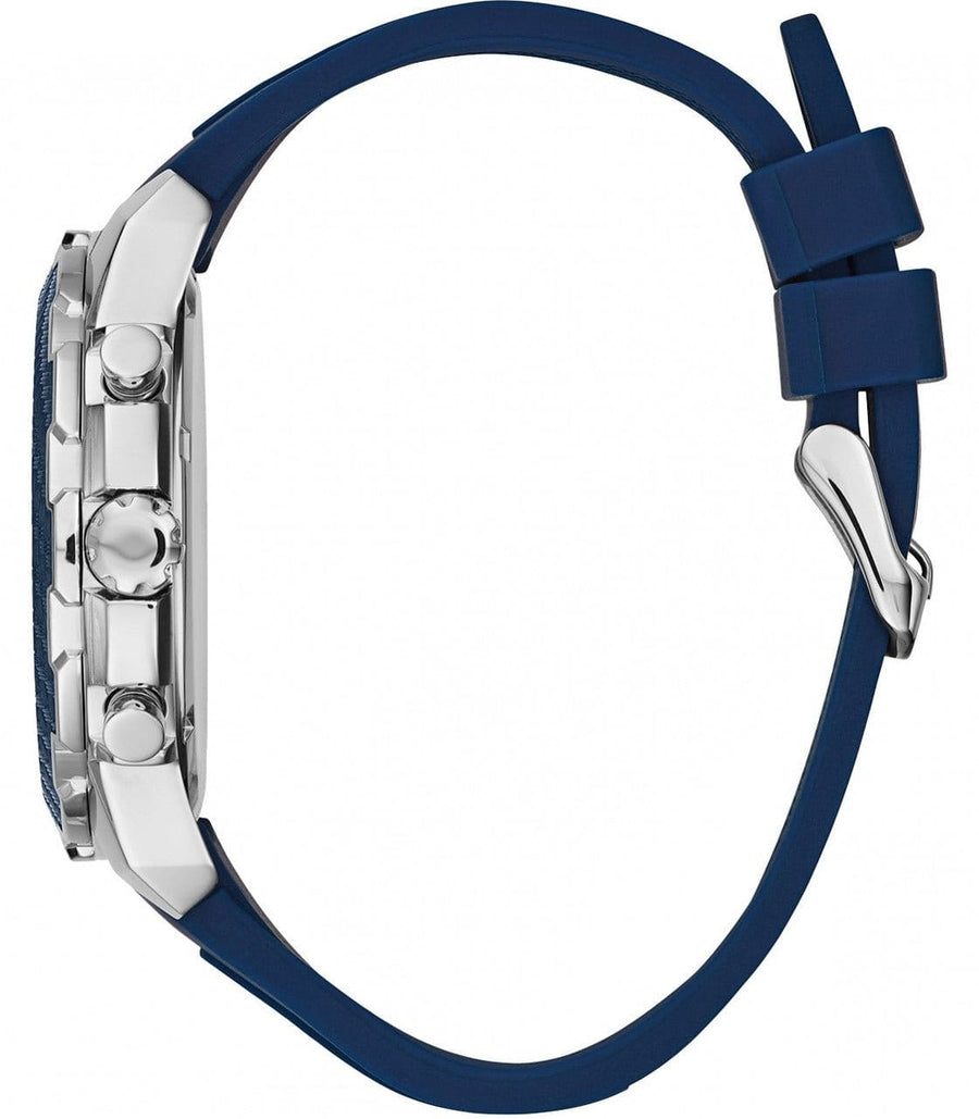 Guess Octane Chronograph Black Dial Blue Rubber Strap Watch For Men - W1047G2