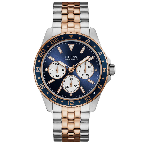 Guess Odyssey Blue Dial Two Tone Steel Strap Watch For Men - W1107G3
