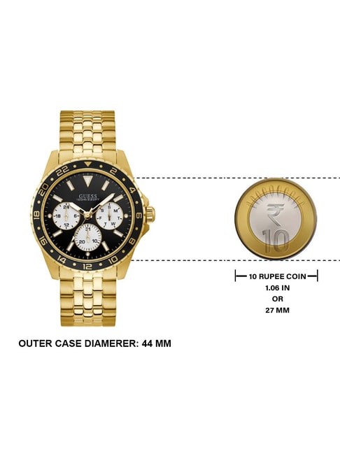 Guess Odyssey Multifunction Black Dial Gold Steel Strap Watch For Men - W1107G4