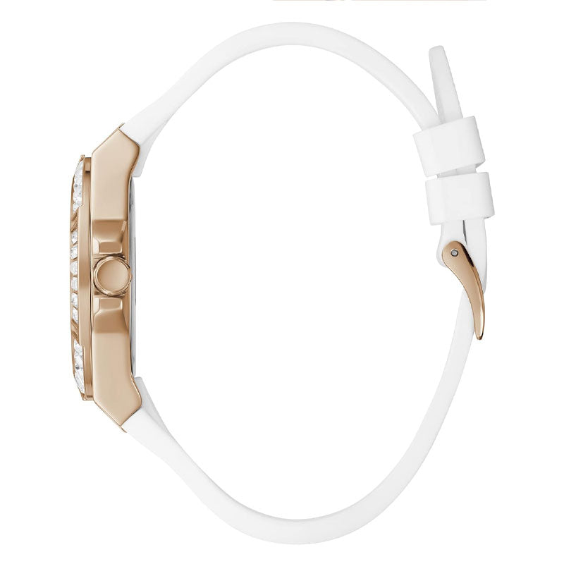 Guess Overdrive Analog White Dial White Rubber Strap Watch for Women - W10614L2