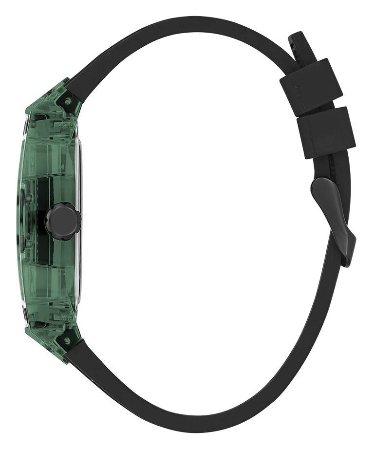 Guess Phoenix Analog Black Dial Black Silicone Strap Watch For Men- GW0499G7