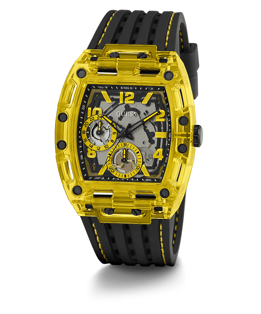 Guess Phoenix Chronograph Black Dial Black Rubber Strap Watch for Men - GW0499G2